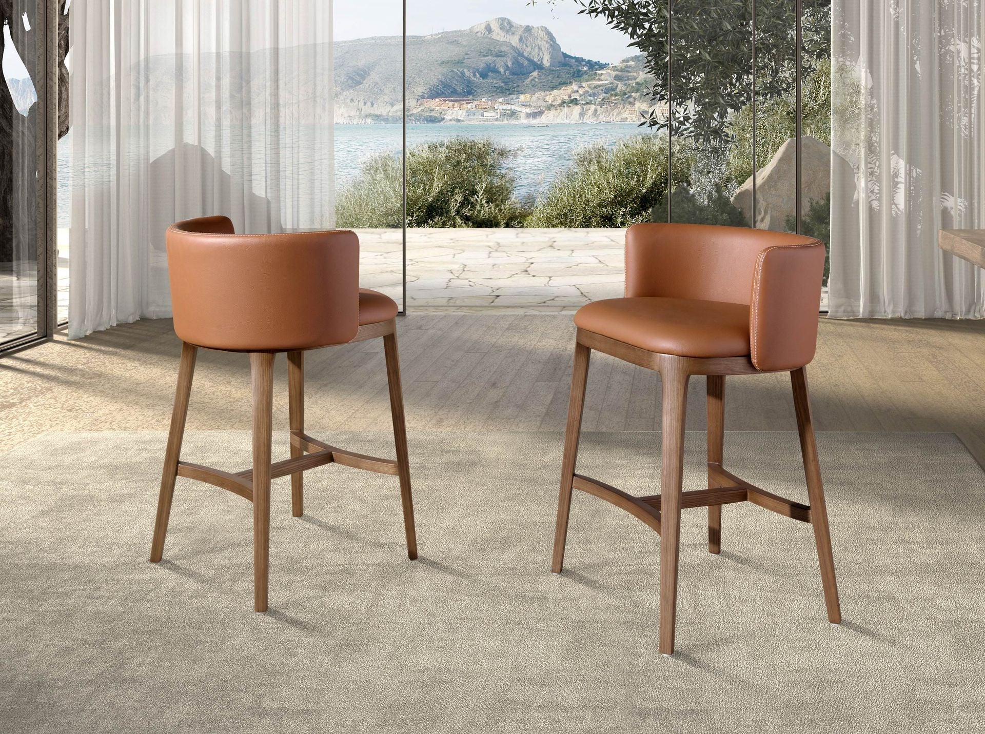 Sgabello in similpelle marrone