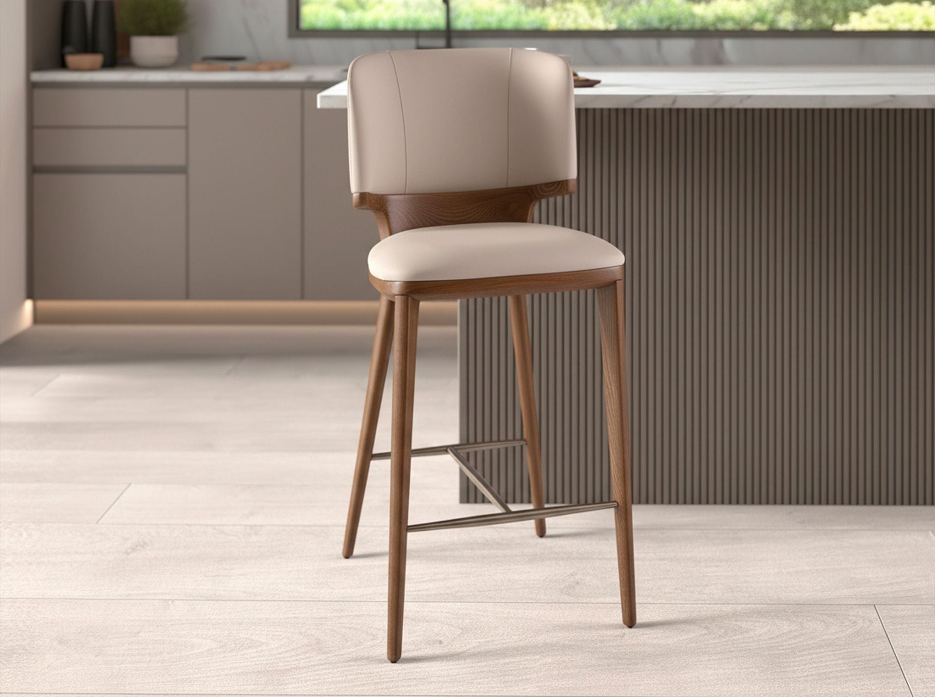 Sgabello similipelle crema