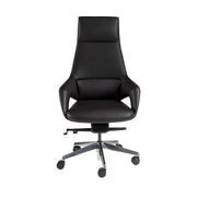 Sedia girevole da ufficio in similpelle nera