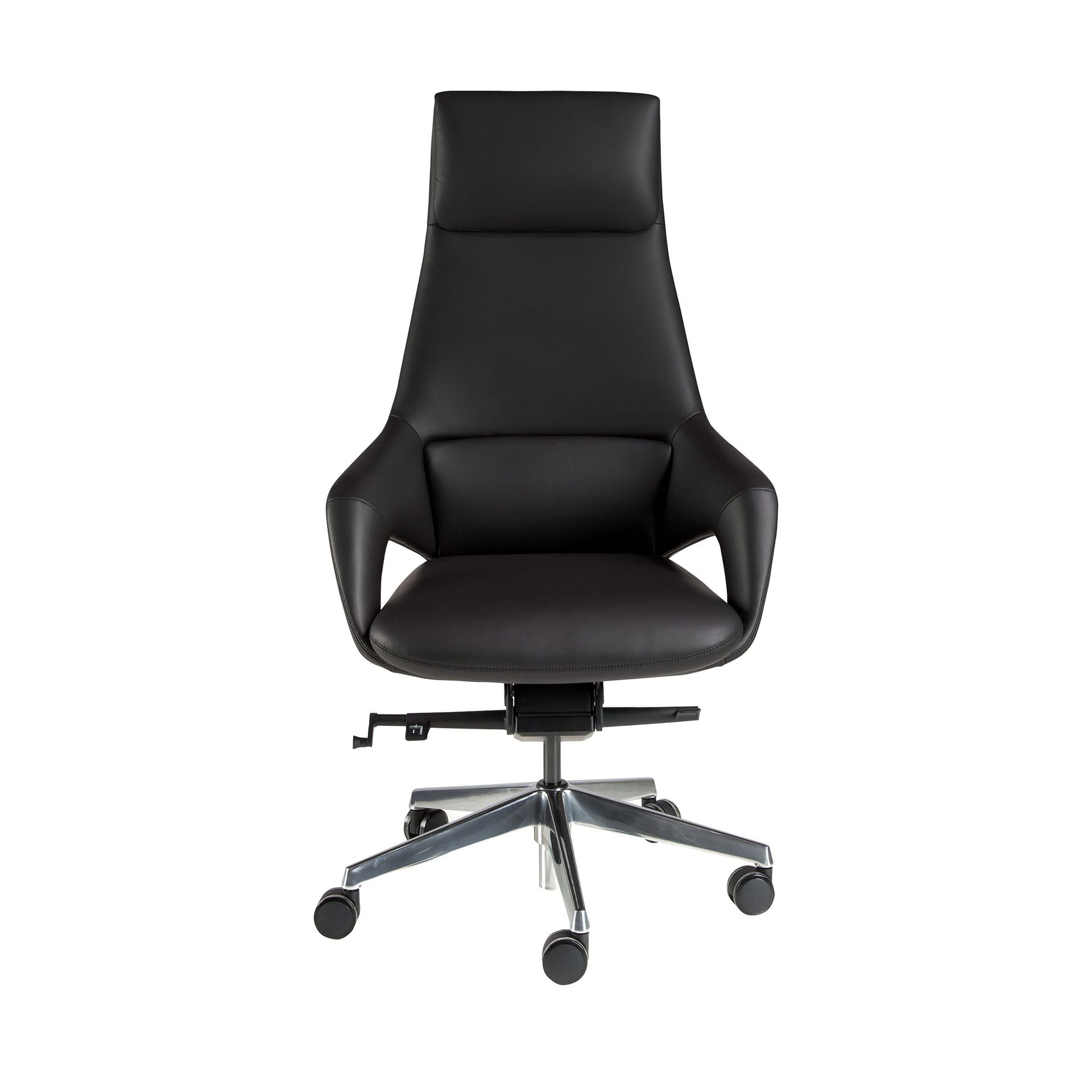 Sedia girevole da ufficio in similpelle nera