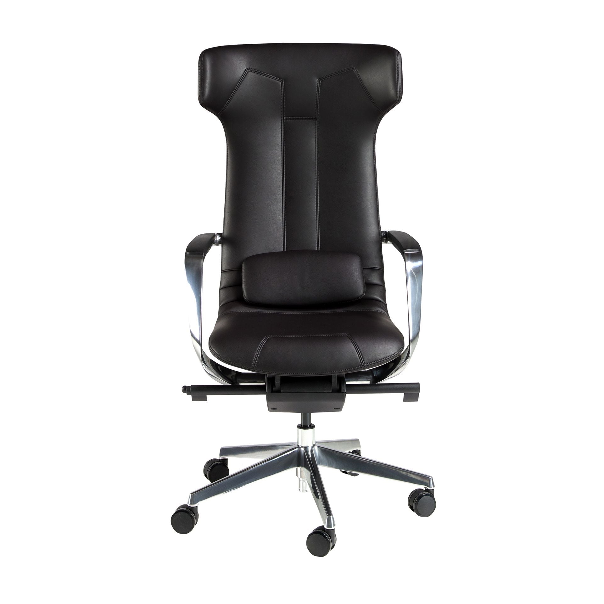 Sedia girevole da ufficio in similpelle nera