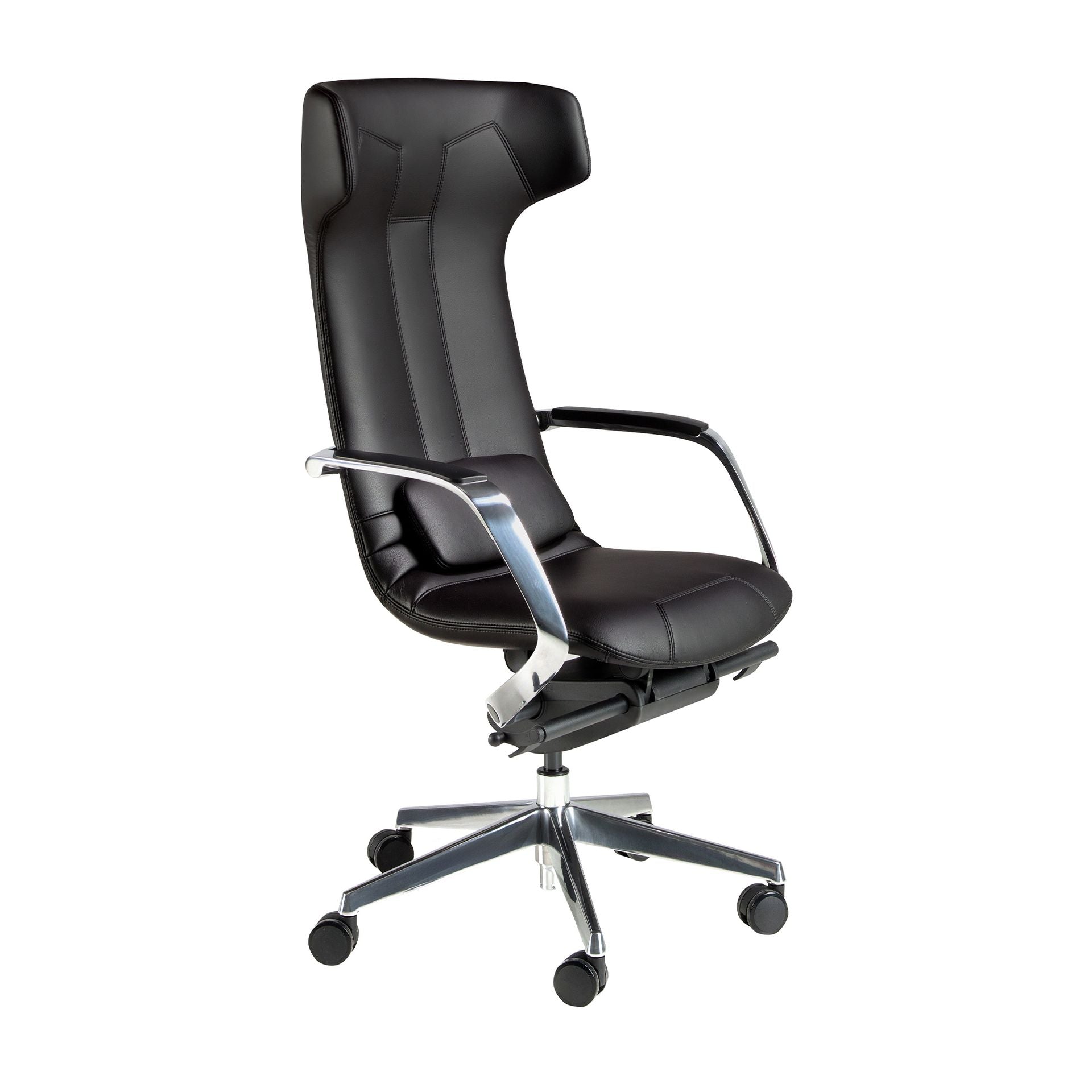 Sedia girevole da ufficio in similpelle nera