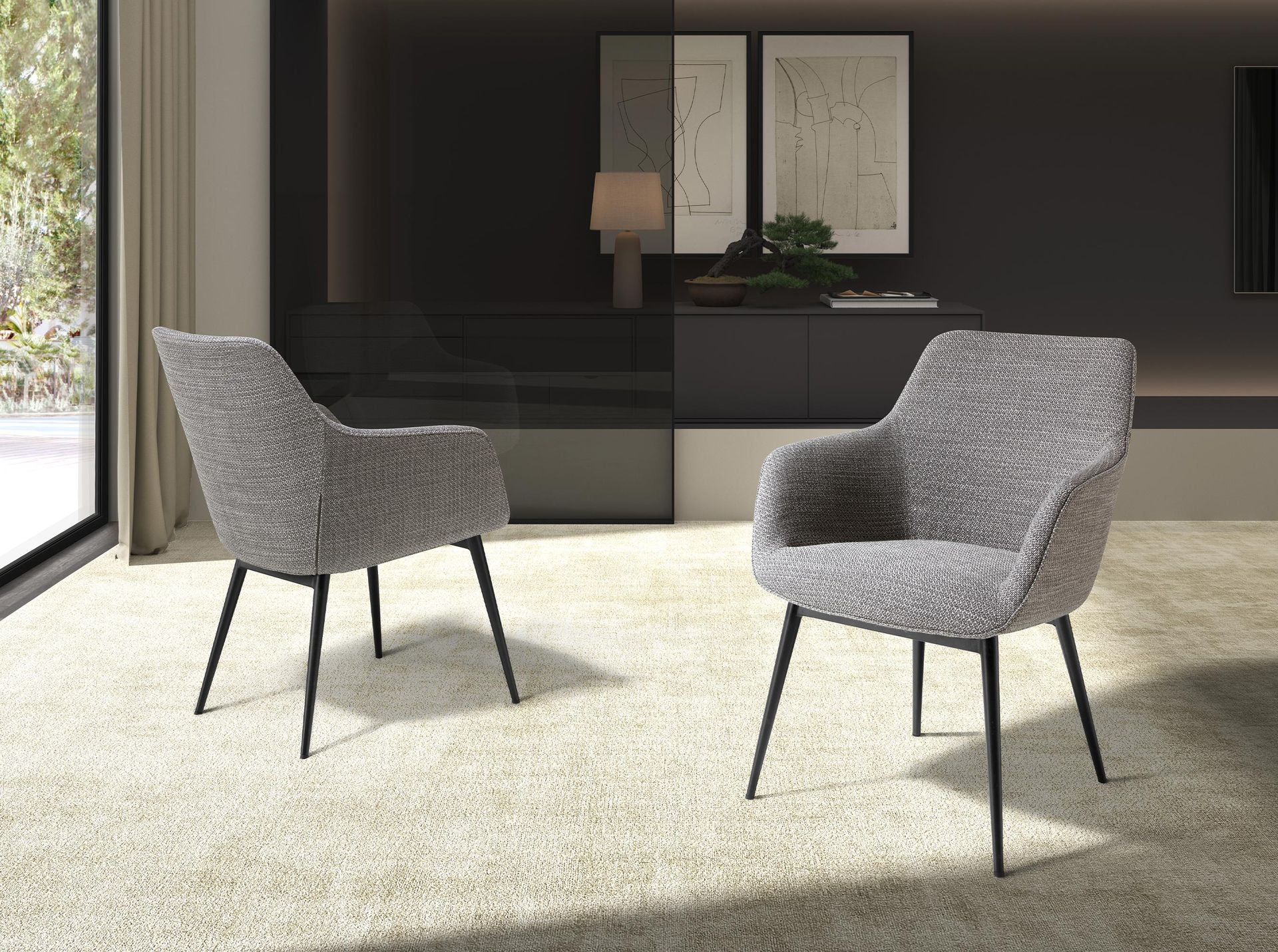 Sedia in tessuto grigio