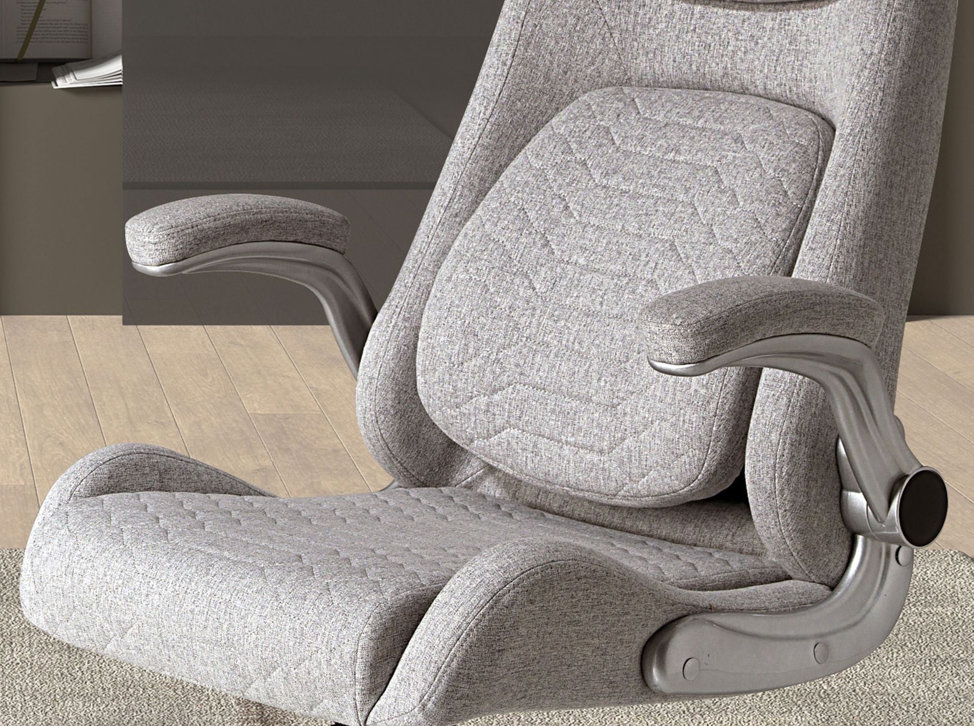 Sedia girevole da ufficio in tessuto grigio