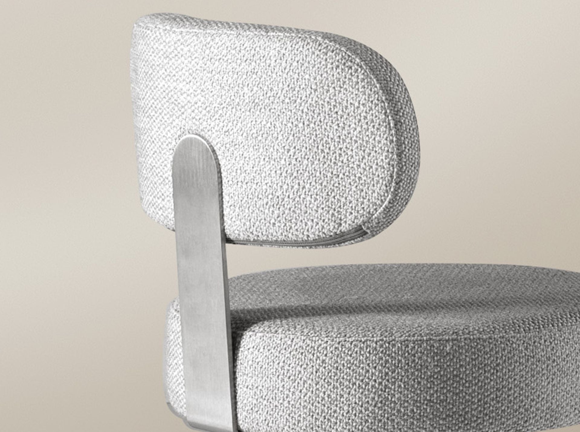Sgabello girevole in tessuto grigio chiaro screziato