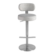 Sgabello girevole in tessuto grigio chiaro screziato
