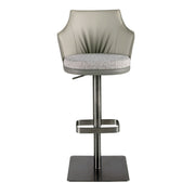 Sgabello girevole in tessuto grigio screziato e similpelle grigio scuro