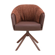 Sedia girevole in similpelle marrone ramato e tessuto marrone screziato