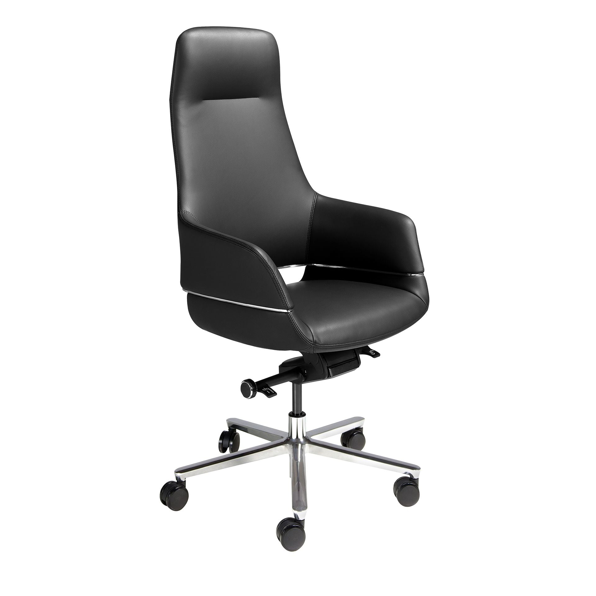 Sedia da ufficio girevole in similpelle nera