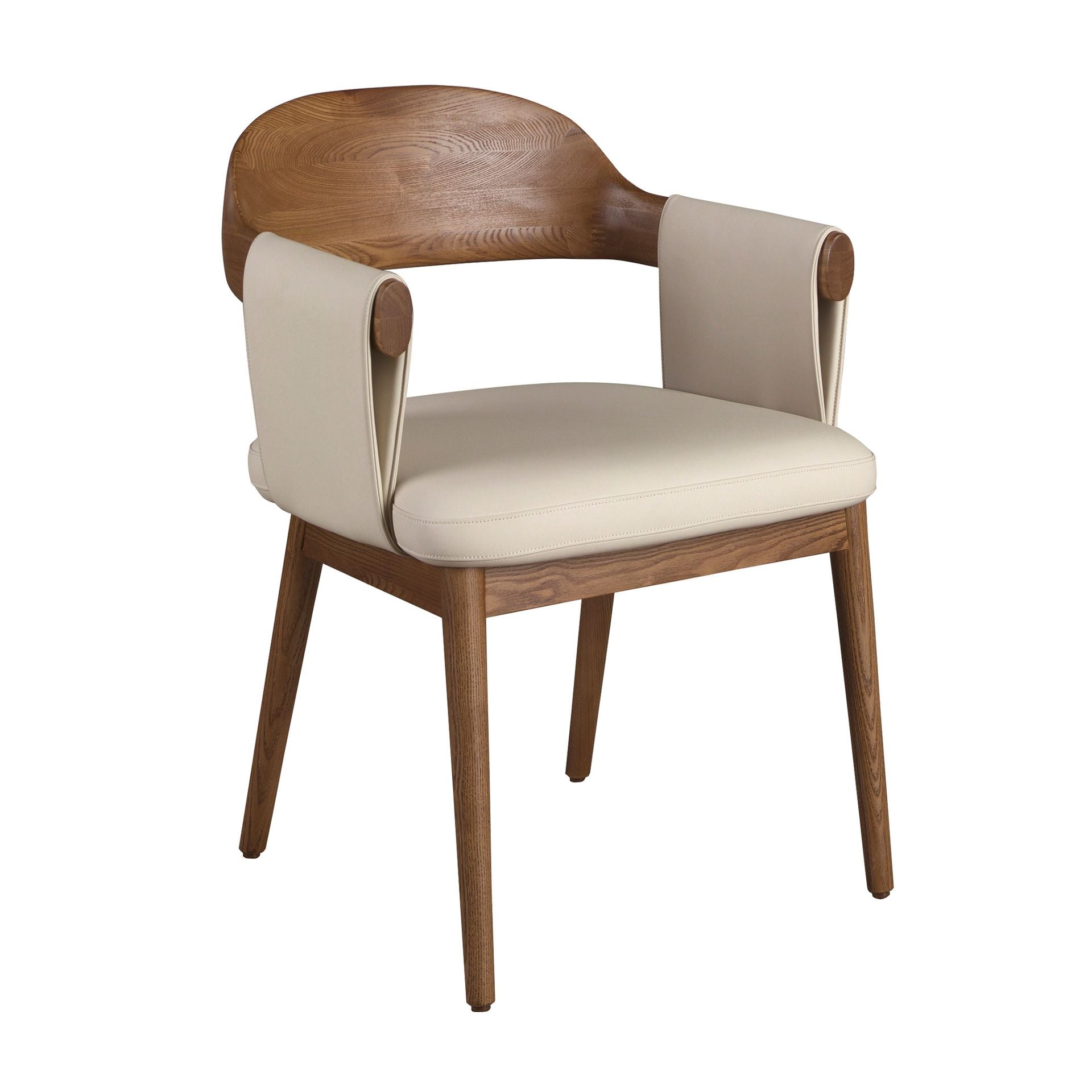 Sedia in noce e similpelle crema