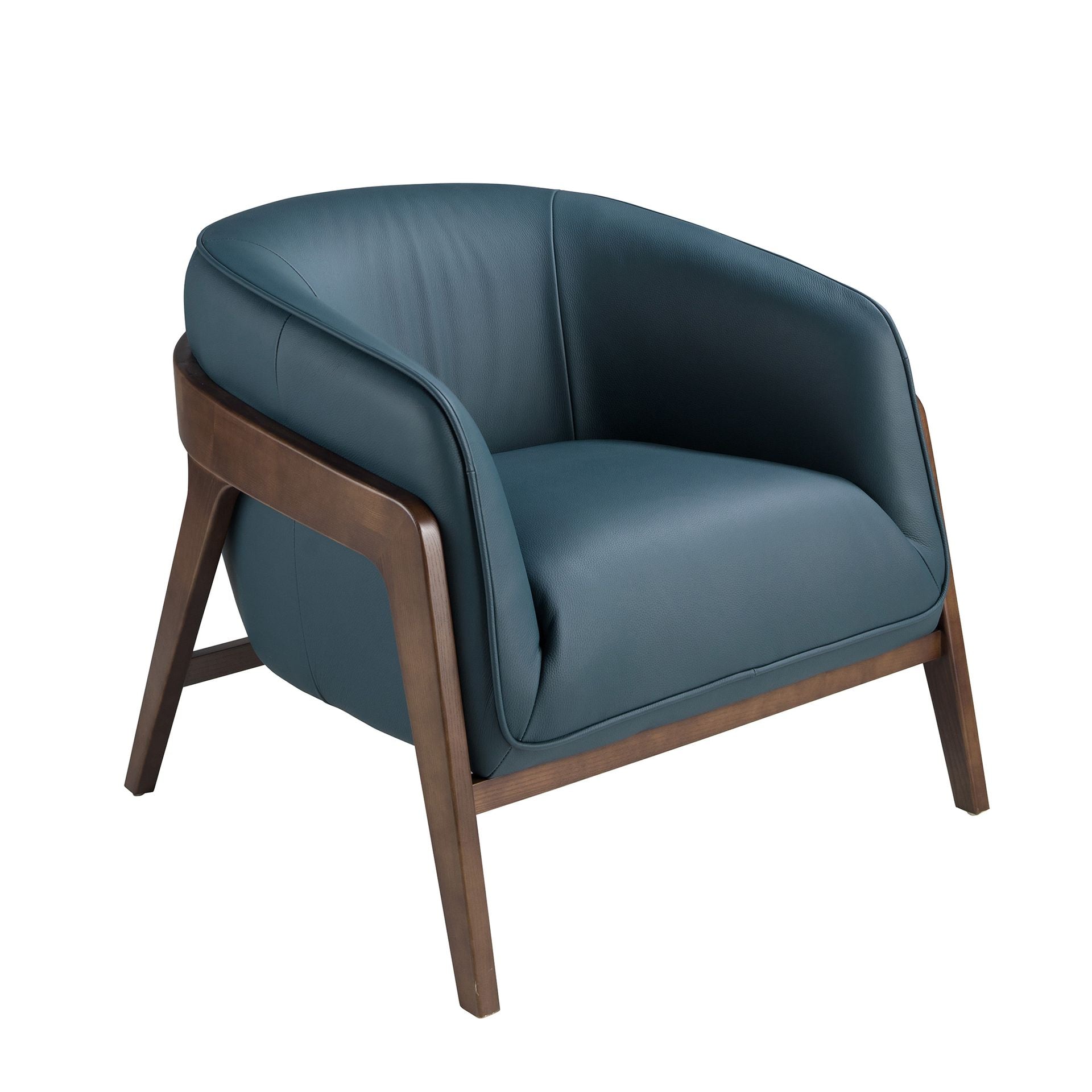 Poltrona in pelle blu petrolio