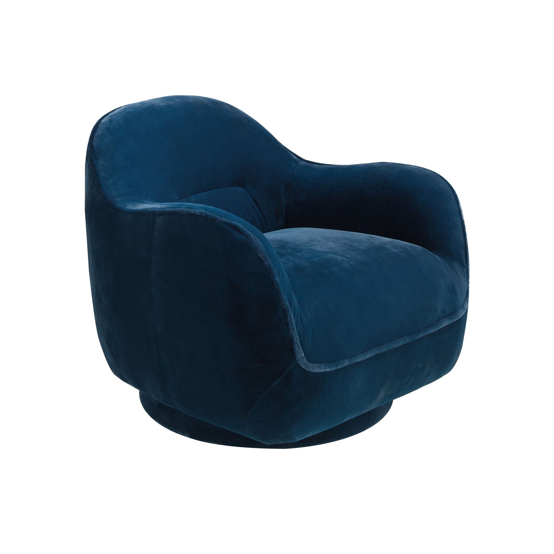 Poltrona girevole in velluto blu scuro