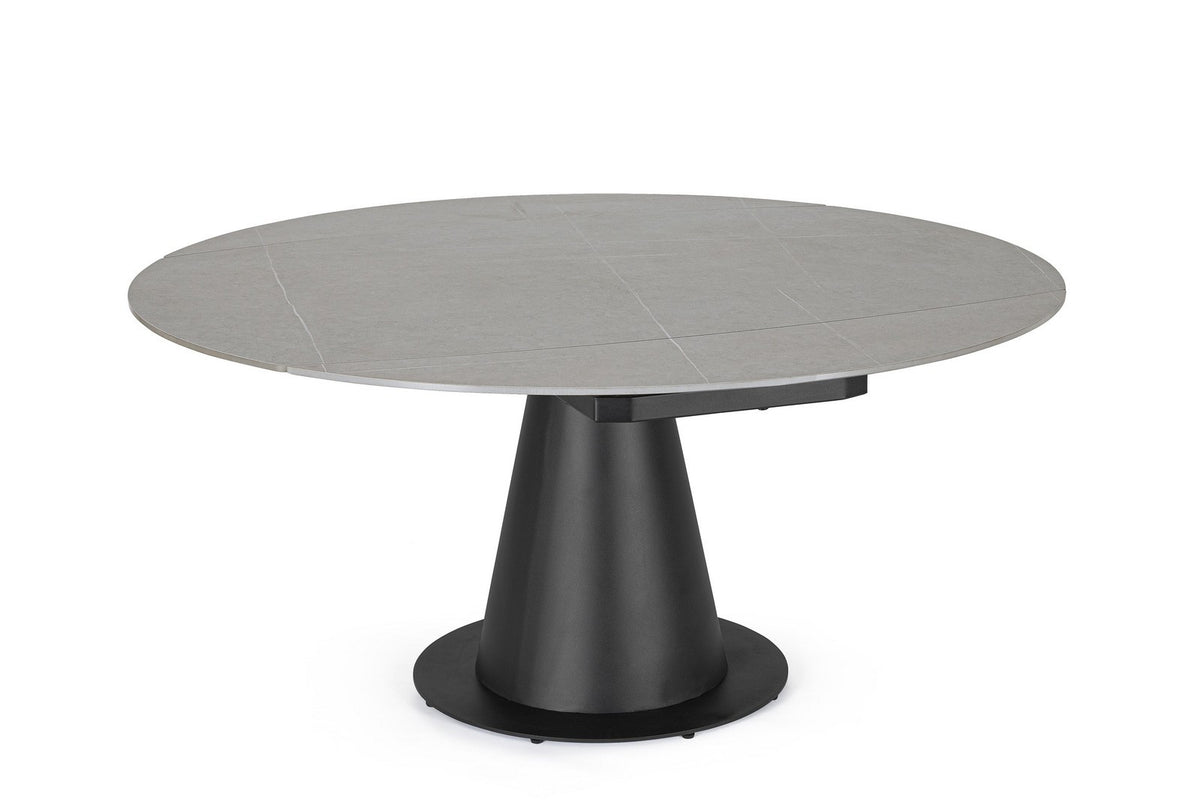 Tavolo allungabile da ovale a rotondo in gres effetto marmo 160x102 cm - Nero