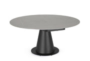 Tavolo allungabile da ovale a rotondo in gres effetto marmo 160x102 cm - Nero