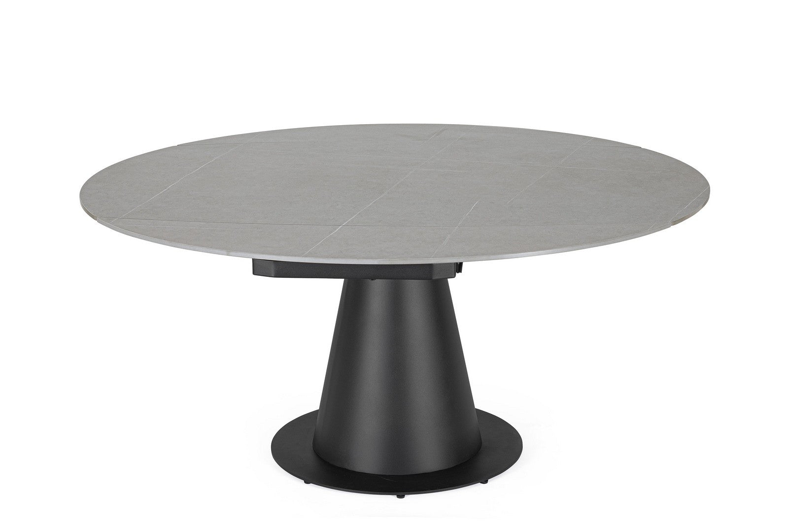 Tavolo allungabile da ovale a rotondo in gres effetto marmo 160x102 cm