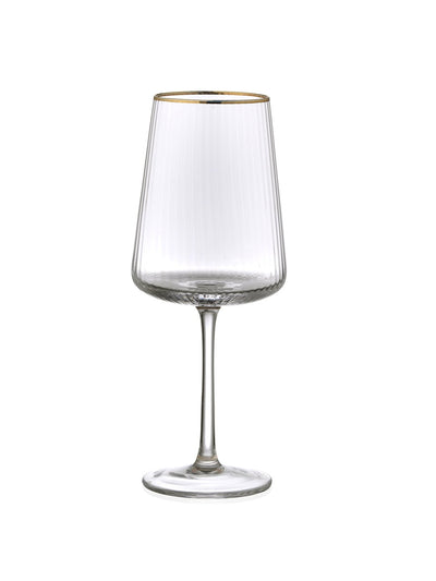Set 6 calici per vino in vetro bordo oro 500 ml