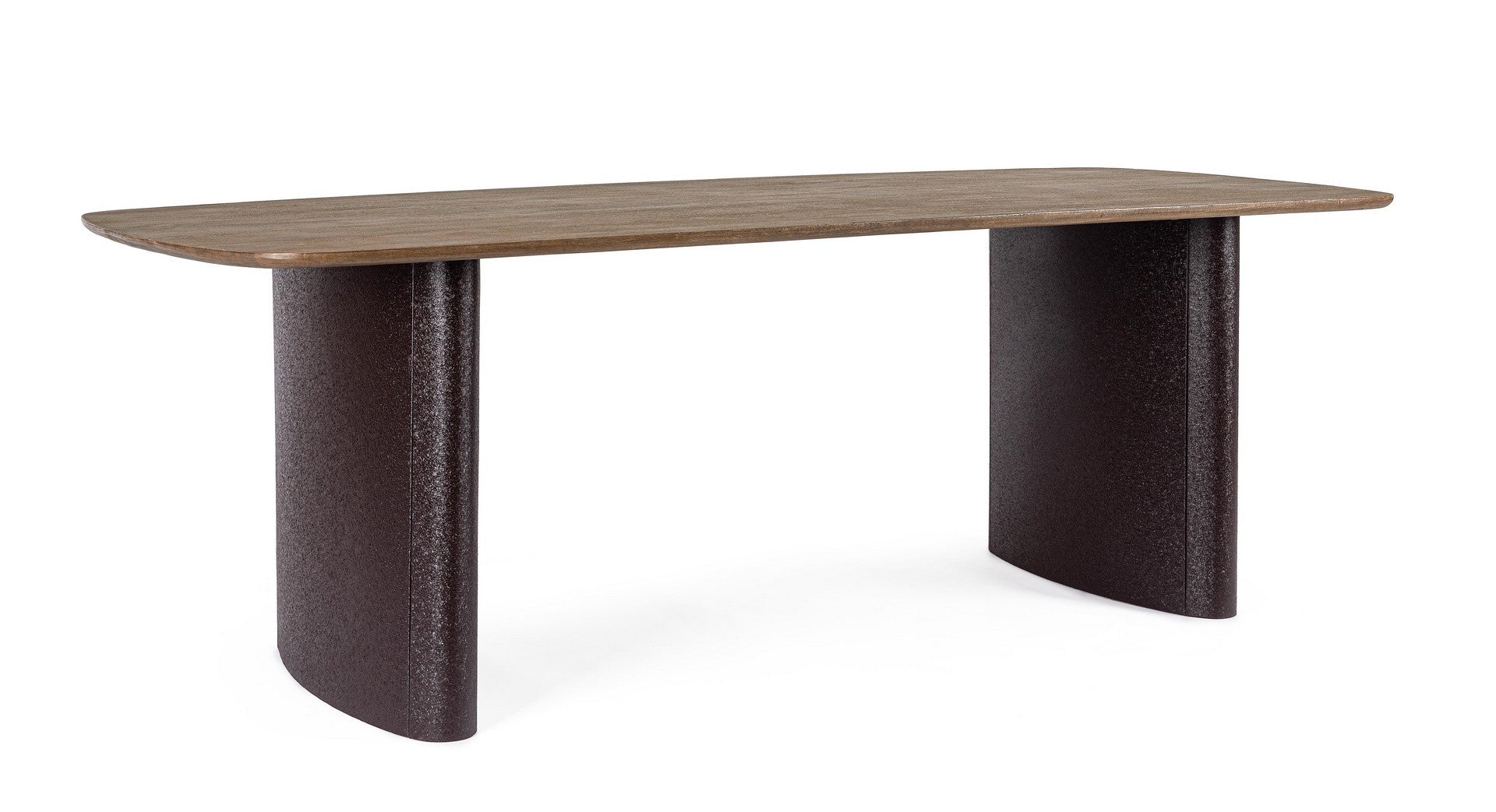 Tavolo in legno di mango con base in acciaio effetto materico 220x100 cm