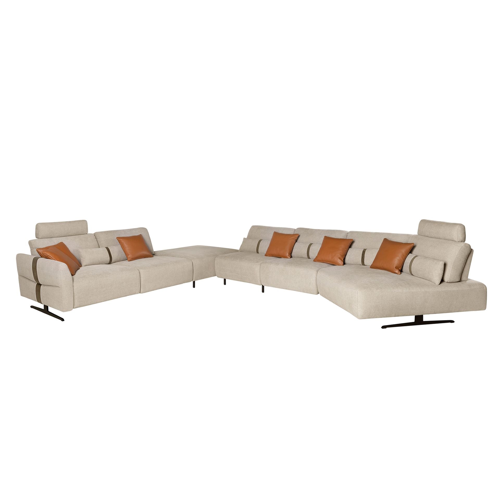 Divano chaise longue relax modulare destro in tessuto sabbia