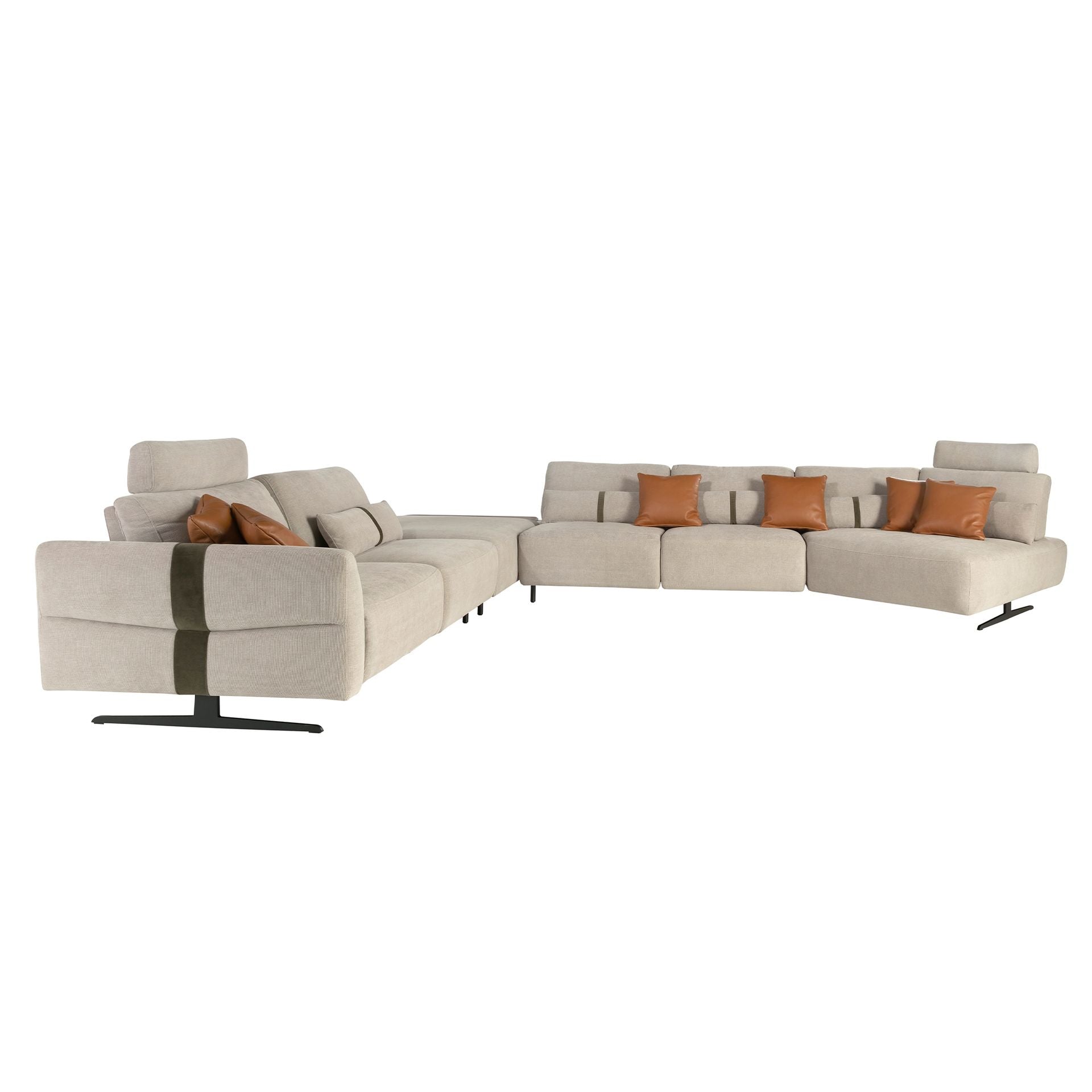 Divano chaise longue relax modulare destro in tessuto sabbia