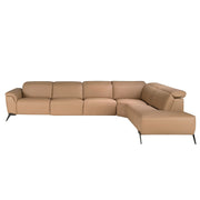 Divano chaise longue relax modulare destro in pelle marrone