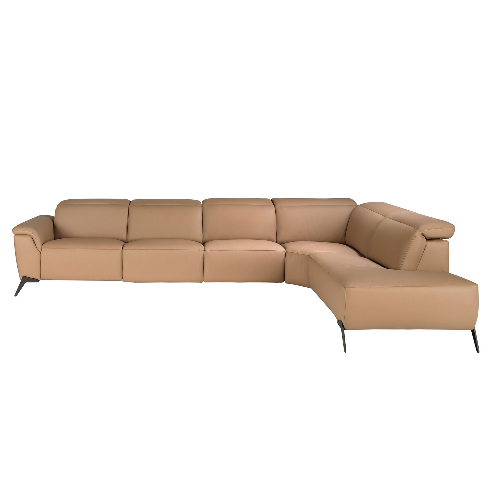 Divano chaise longue relax modulare destro in pelle marrone