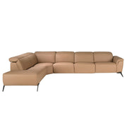 Divano chaise longue relax modulare sinistro in pelle marrone