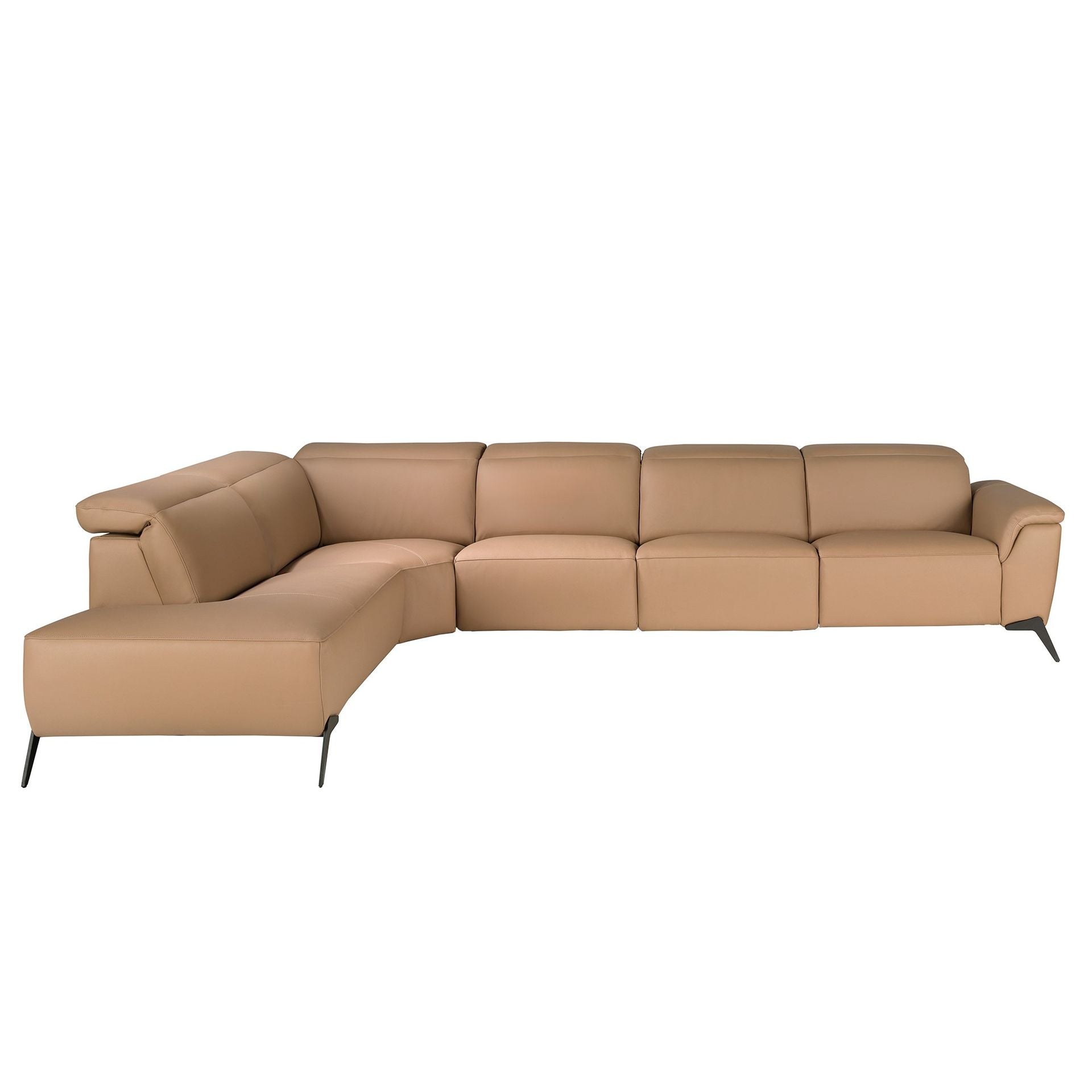Divano chaise longue relax modulare sinistro in pelle marrone