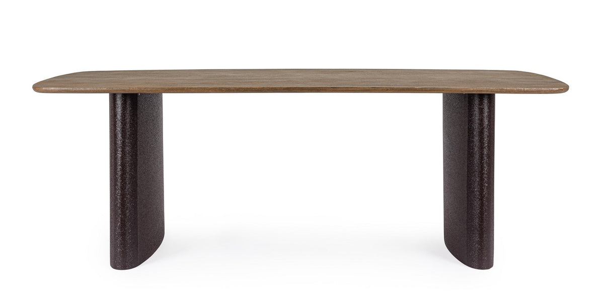 Tavolo in legno di mango con base in acciaio effetto materico 220x100 cm