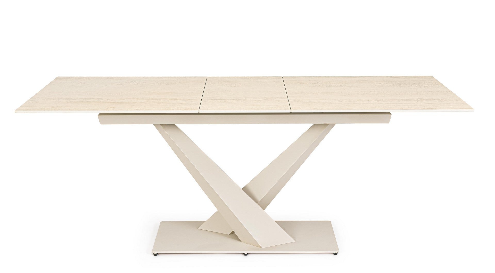 Tavolo allungabile in gres porcellanato effetto marmo 160-200x90 cm