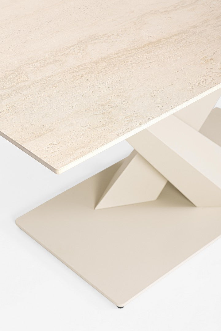 Tavolo allungabile in gres porcellanato effetto marmo 160-200x90 cm