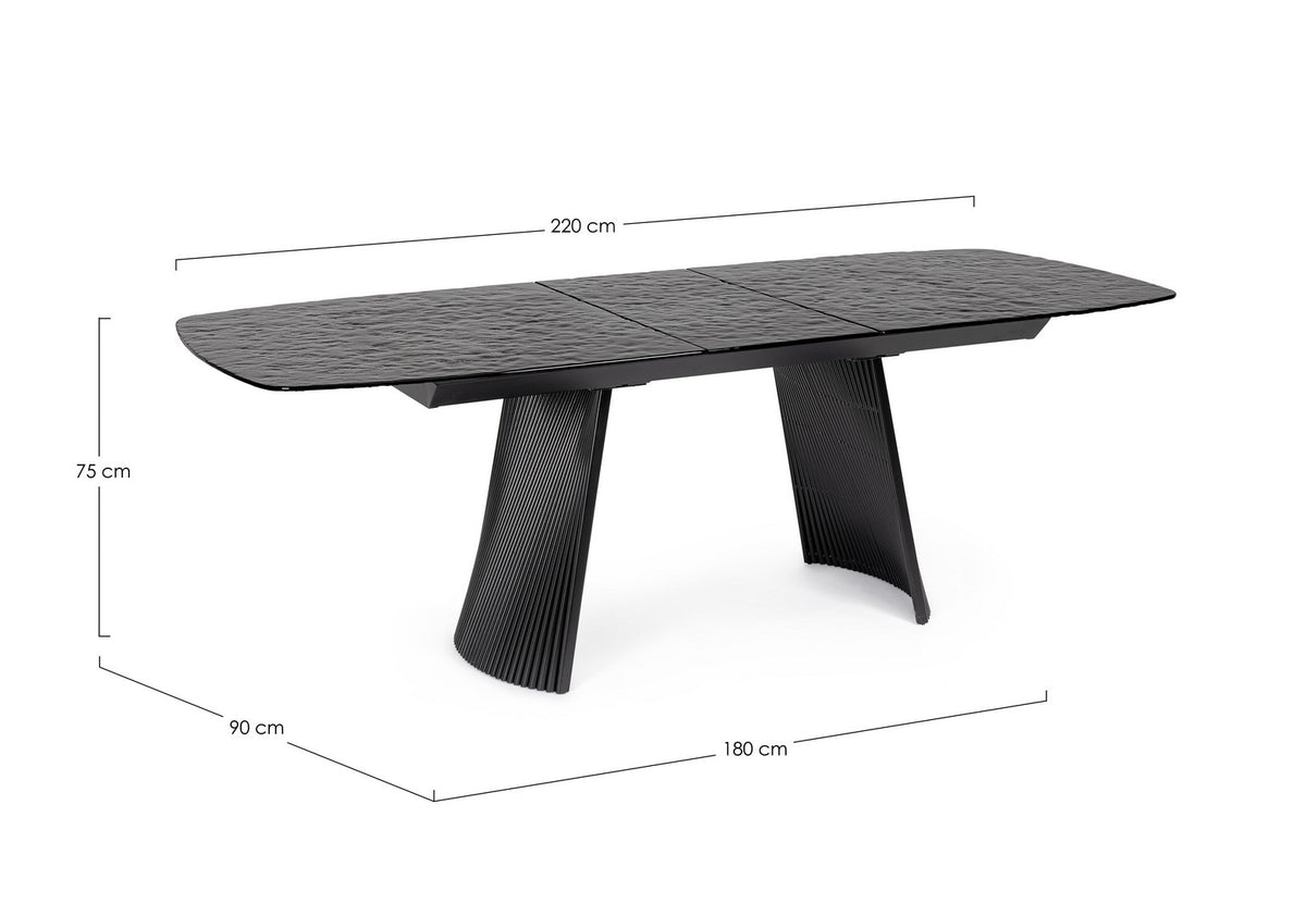 Tavolo allungabile in vetro effetto bocciardato 180-220x90 cm