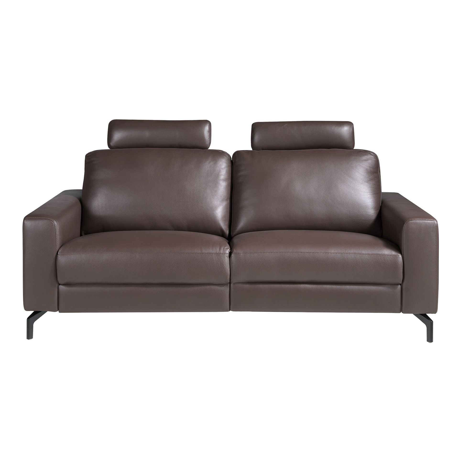 Divano relax 3 posti in pelle marrone cioccolato