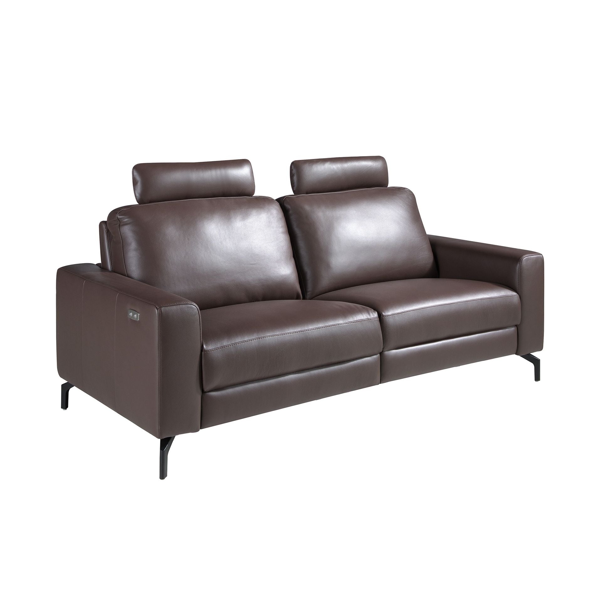 Divano relax 3 posti in pelle marrone cioccolato