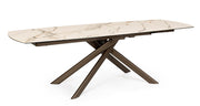 Tavolo allungabile in gres porcellanato effetto marmo 160-240x90 cm - Sabbia