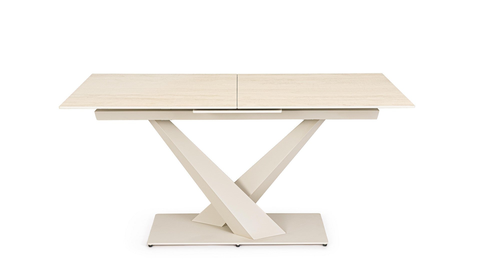 Tavolo allungabile in gres porcellanato effetto marmo 160-200x90 cm