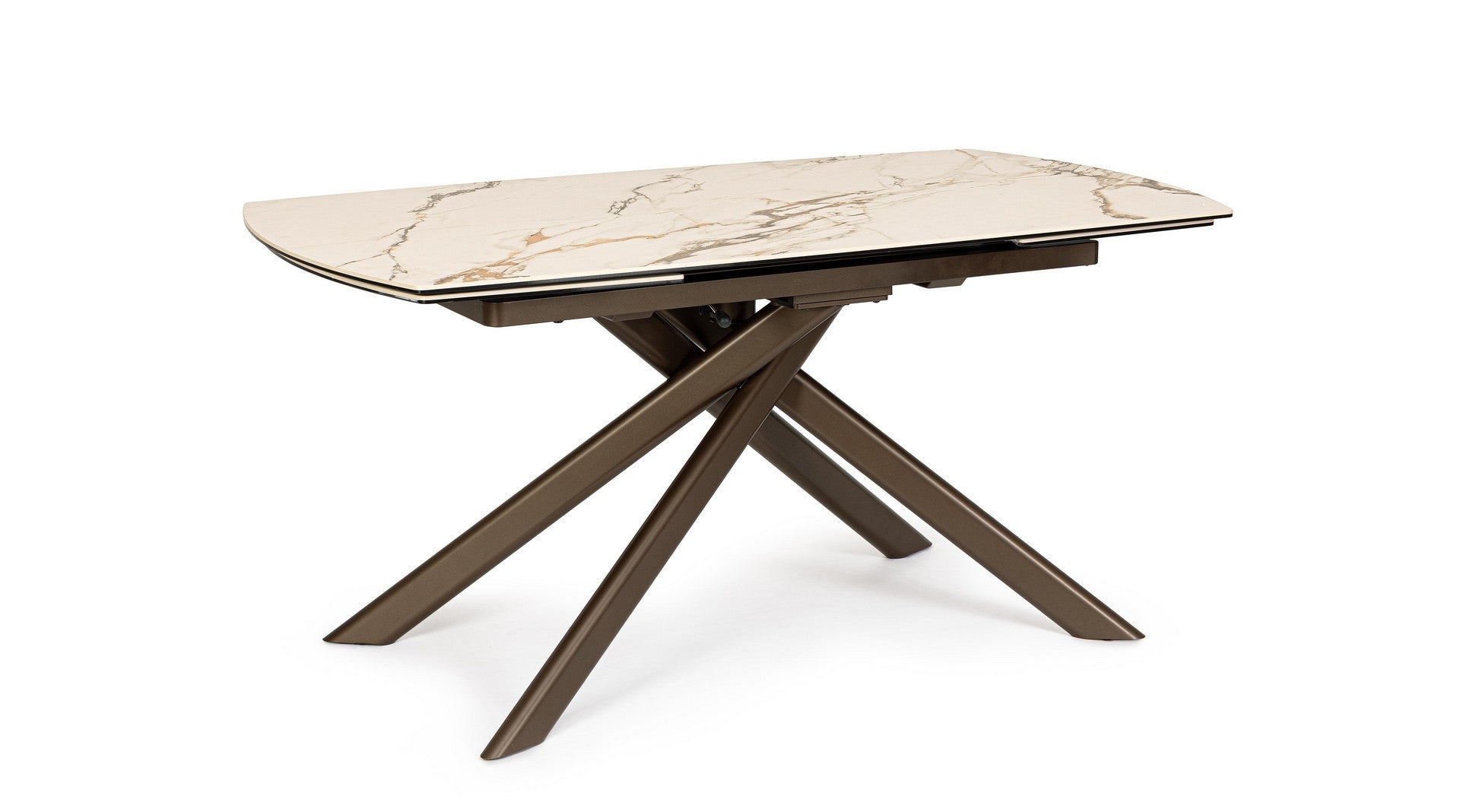 Tavolo allungabile in gres porcellanato effetto marmo 160-240x90 cm
