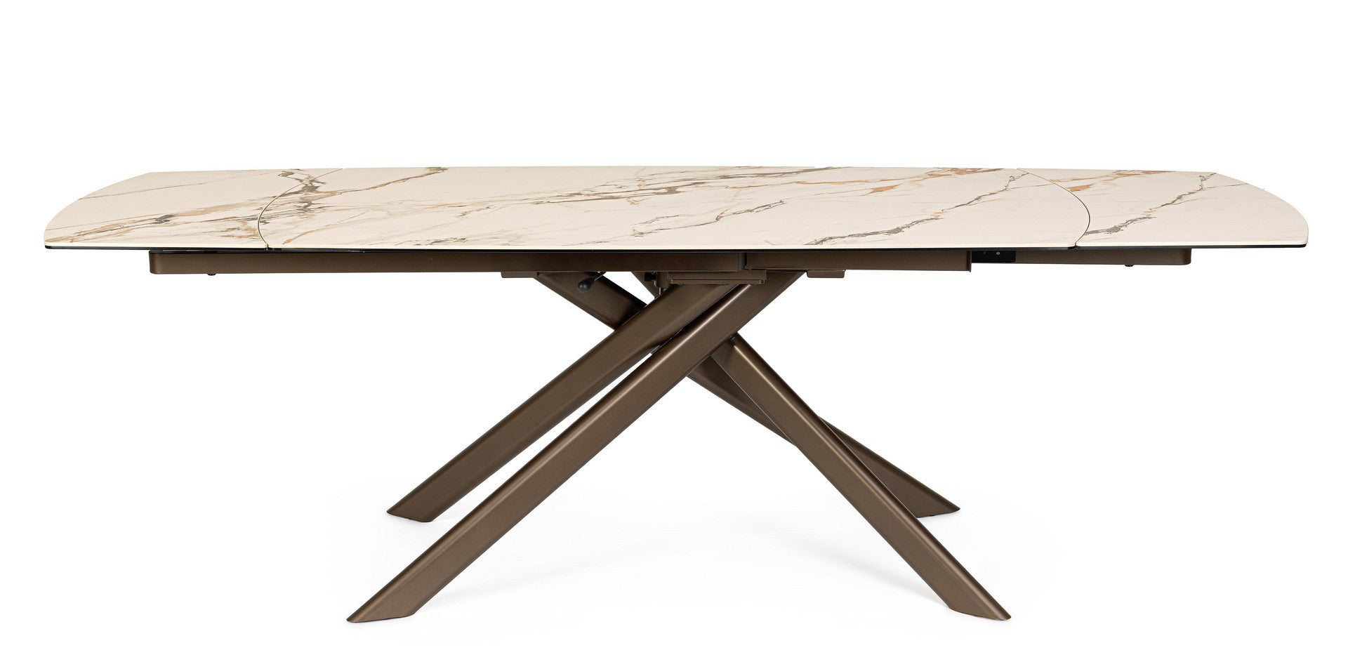 Tavolo allungabile in gres porcellanato effetto marmo 160-240x90 cm