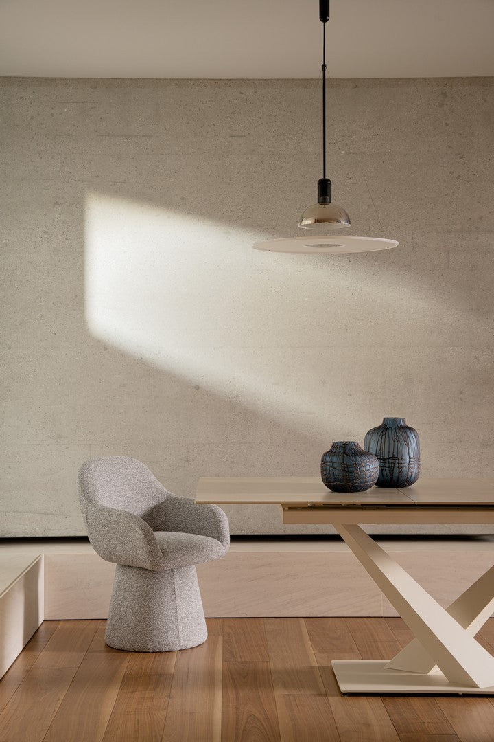 Tavolo allungabile in gres porcellanato effetto marmo 160-200x90 cm