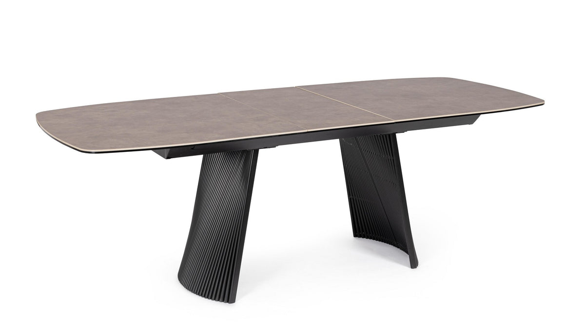 Tavolo allungabile in ceramica con gambe in acciaio 180-220x90 cm