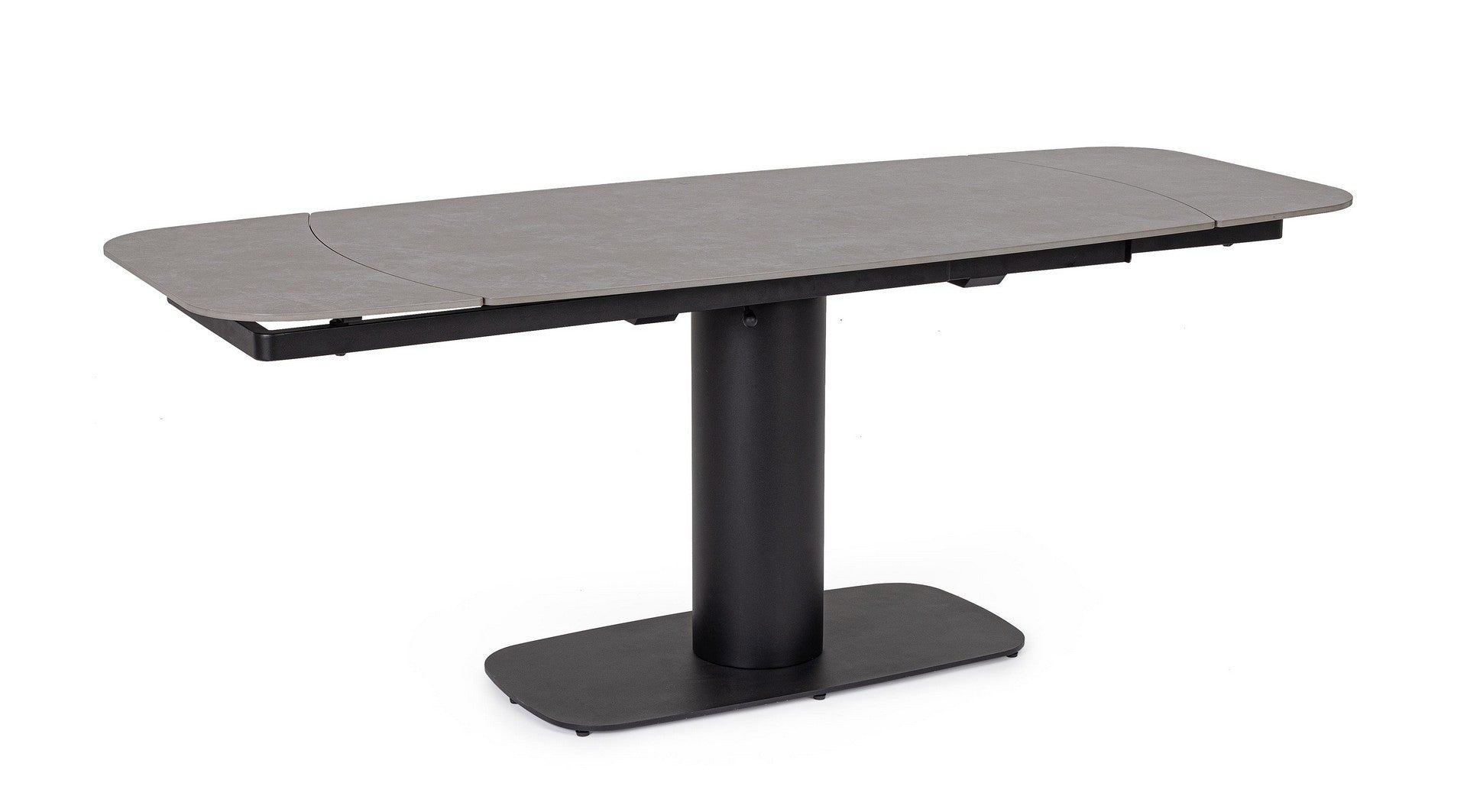 Tavolo allungabile in gres porcellanato effetto marmo 140-200x80 cm - Nero con piano grigio opaco