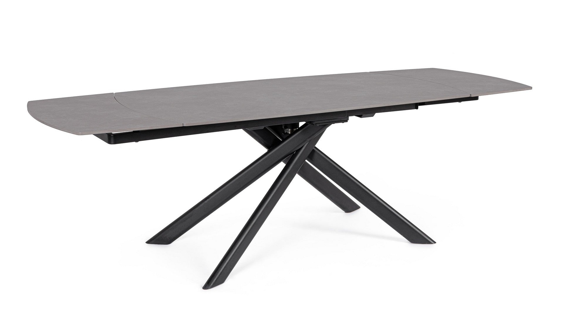Tavolo allungabile in gres porcellanato effetto marmo 160-240x90 cm - Nero con piano grigio opaco