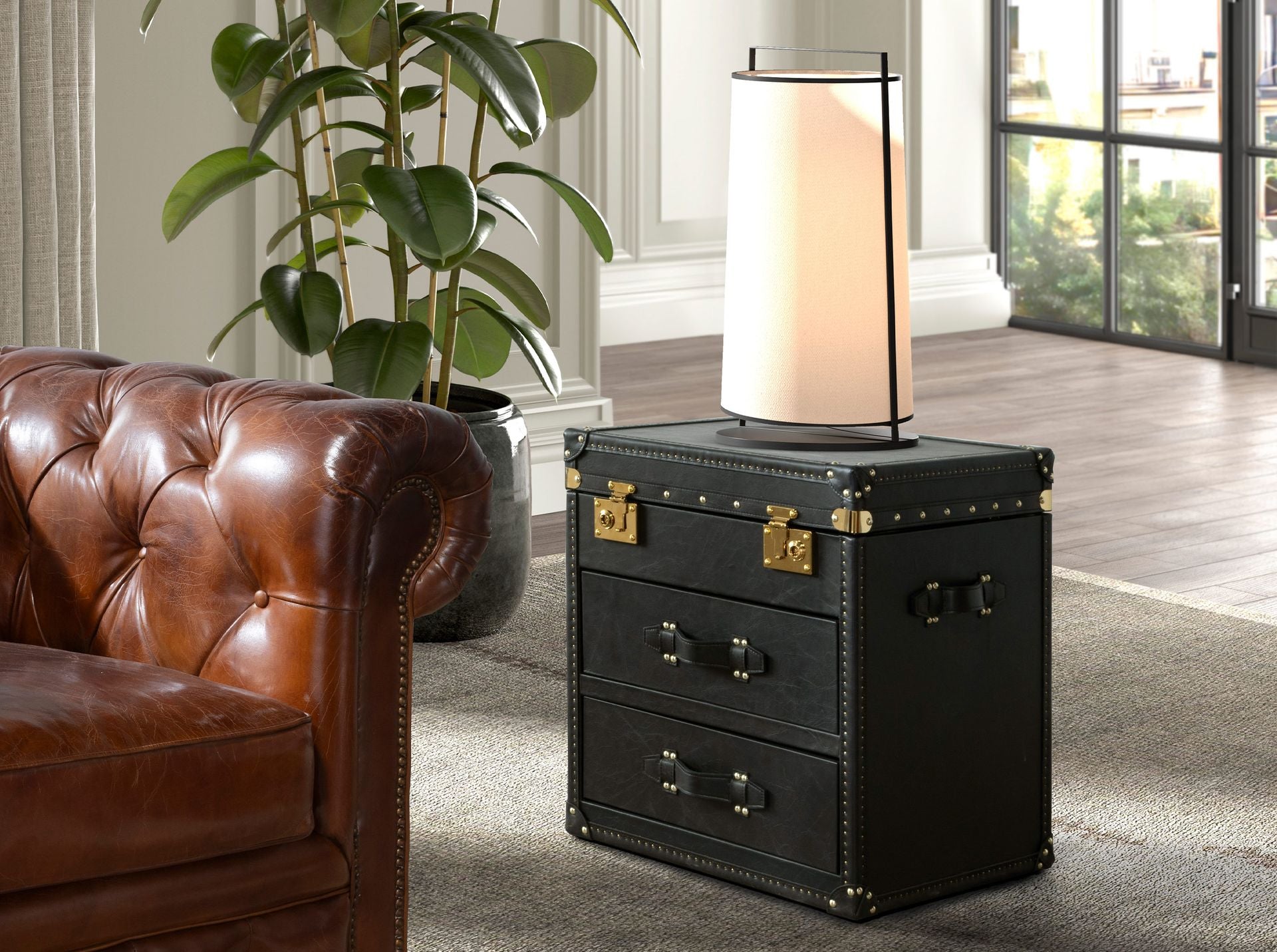 Baule in pelle nera