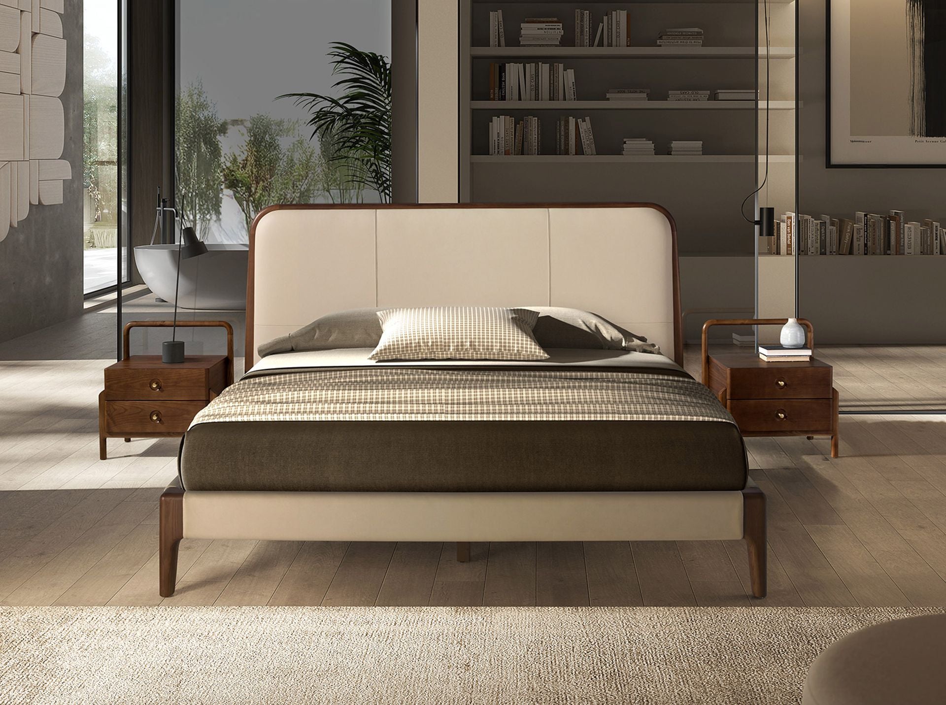 Letto in similpelle color crema