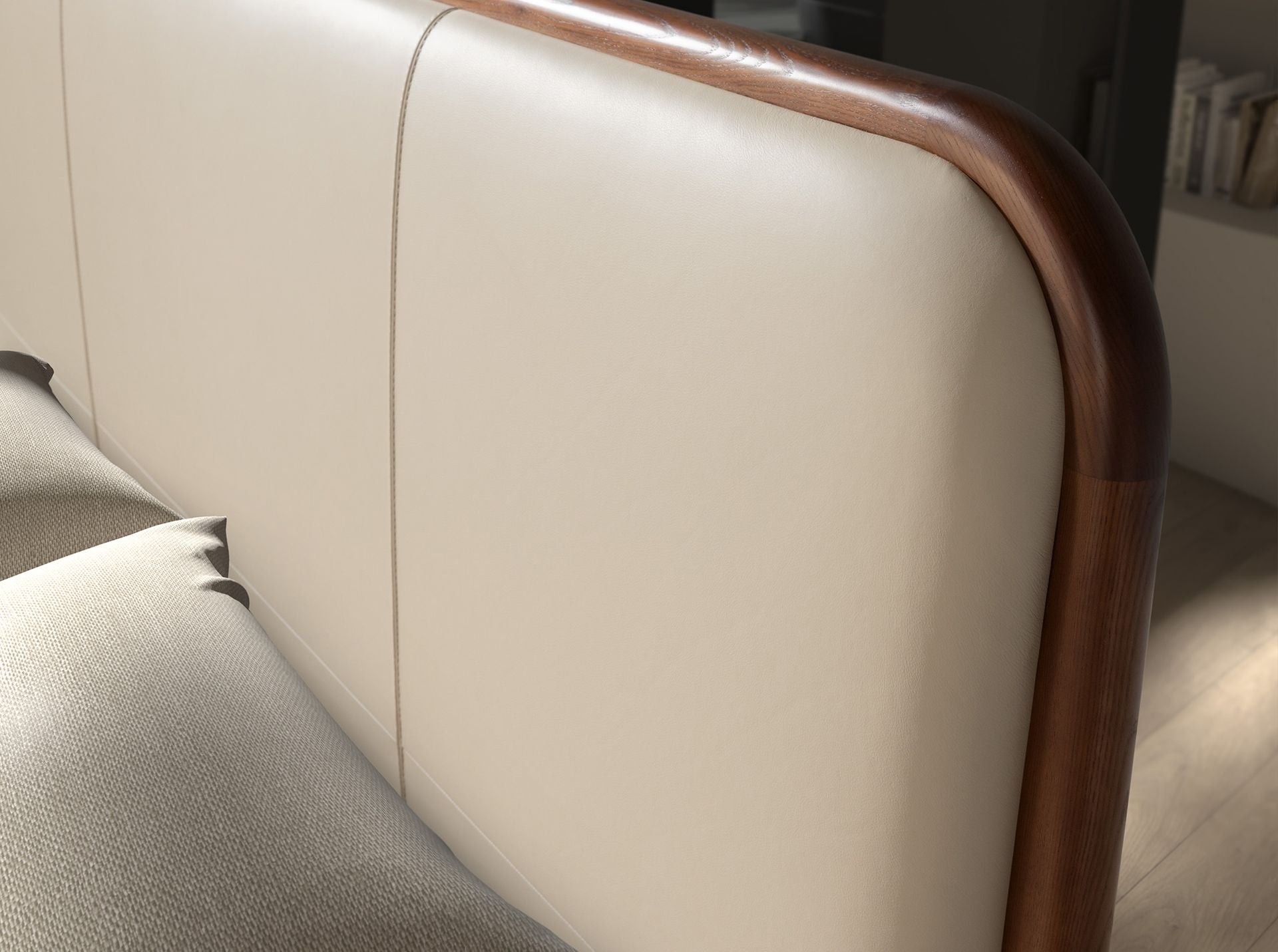 Letto in similpelle color crema