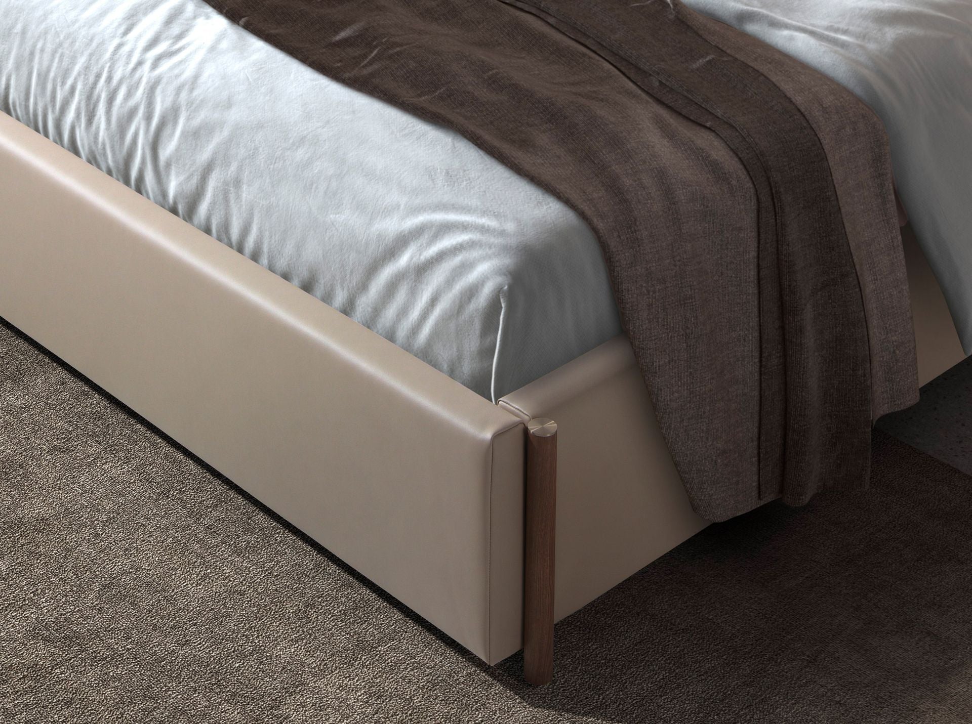 Letto in similipelle color visone