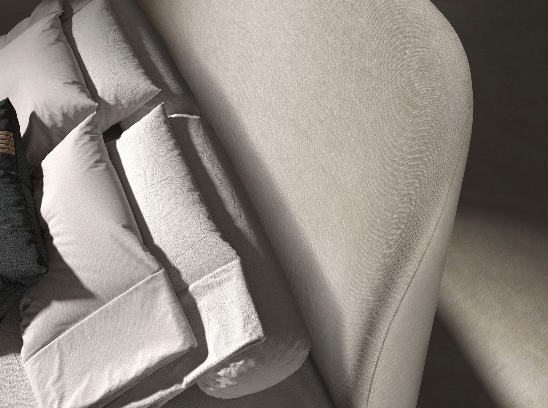 Letto in tessuto grigio chiaro