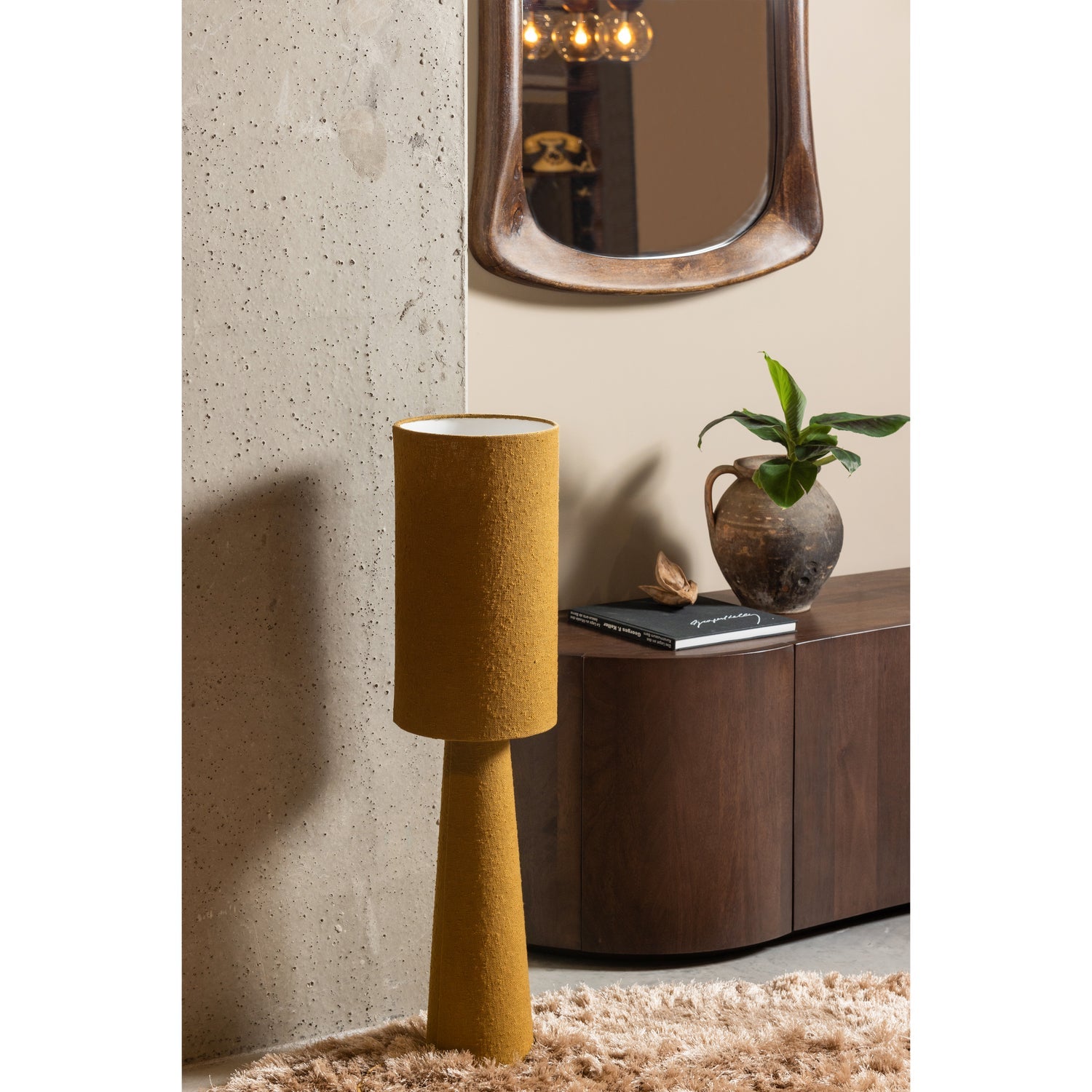 Lampada da tavolo loft metallo/tapenade bouclé 90xø22cm