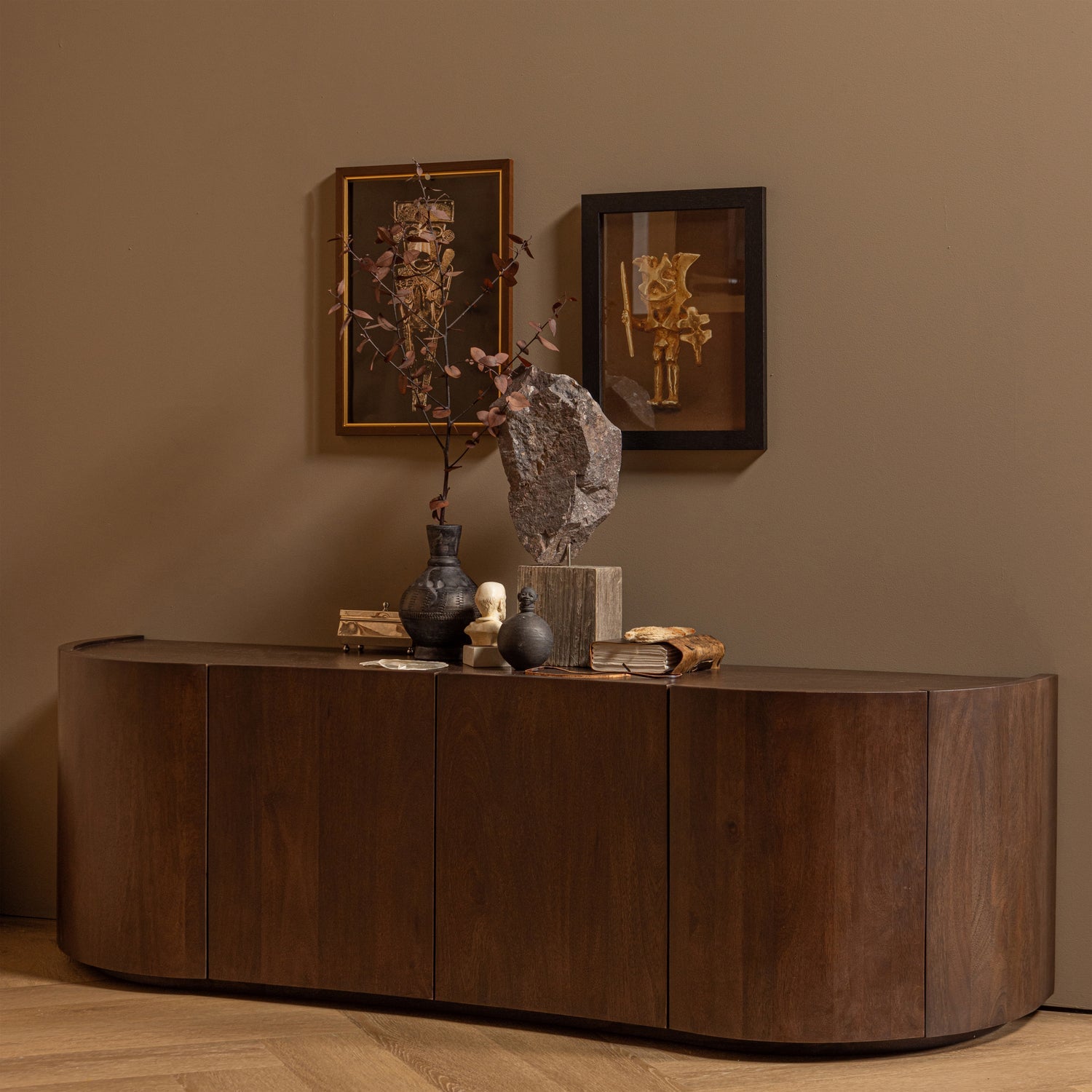 Sense credenza 4 ante in legno di mango noce