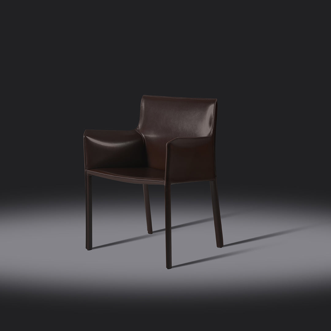 Sedia da pranzo con braccioli lusaka marrone scuro