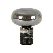 Lampada da tavolo in vetro fumé grigio effetto specchio e marmo porcellanato